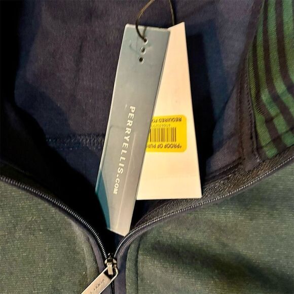 Perry Ellis Men's 2XL Green Quarter Zip Pullover Sweater‎ Long Sleeve - Picture 5 of 5